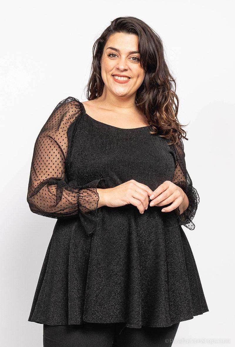 Blouse peplum à manches transparentes - Big Fab Fashion