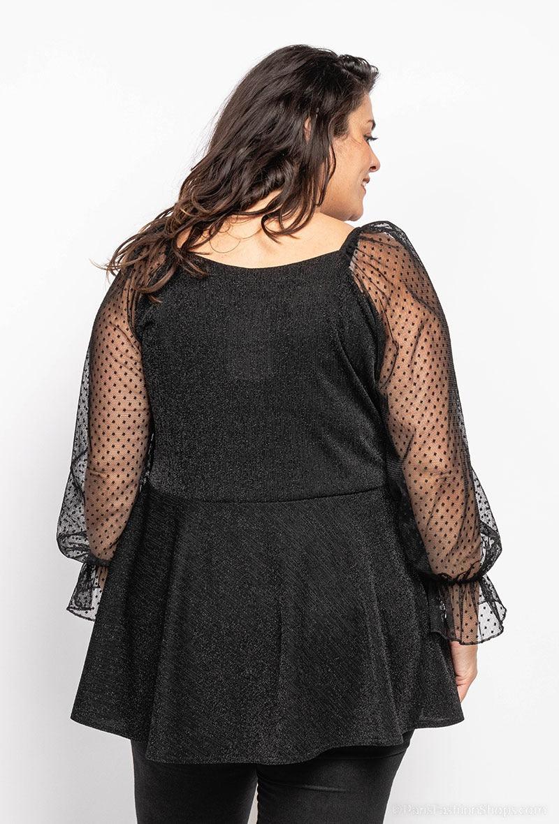 Blouse peplum à manches transparentes - Big Fab Fashion