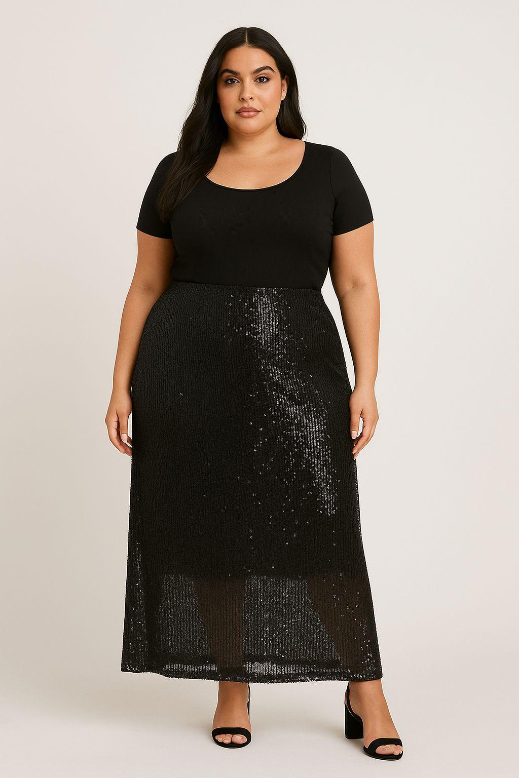 La jupe longue à sequins