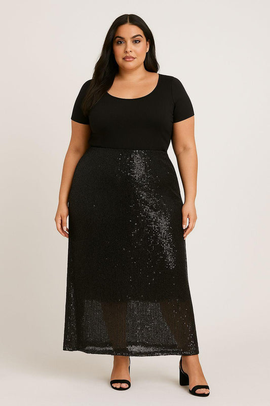 La jupe longue à sequins
